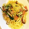 えだ1213's cooksnap of when they made 水菜キノコdeバター醤油な和風パスタ.
