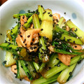 そらじろうのとも's cooksnap of when they made 鶏皮とかぶの葉の中華炒め.