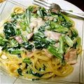 ｄｕ＿ｕｂ's cooksnap of when they made 簡単☆小松菜とベーコンのクリームパスタ.