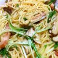 tomezi1010's cooksnap of when they made 水菜の消費に！シーフードと水菜のパスタ♪.