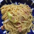midodododo's cooksnap of when they made ねぎ大量消費 ねぎとベーコンの和風パスタ.