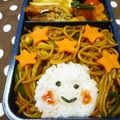 あーもこ's cooksnap of when they made 簡単キャラ弁♪焼きそばヘア弁当.