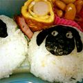 ぷにぷに～mama's cooksnap of when they made 海苔だけでキャラ弁☆ひつじのショーン.