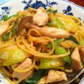 クックハレルヤ's cooksnap of when they made 簡単☆極旨！鶏肉と下仁田ねぎの和風パスタ.