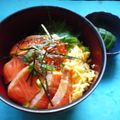 Jock's cooksnap of when they made サーモンのヅケ親子丼♪.