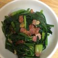 かめのたろう's cooksnap of when they made ほうれん草、カリカリ　ベーコンとニンニク.