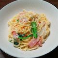 ｼﾞｬﾋﾞｨ's cooksnap of when they made ほうれん草とベーコンのクリームスパゲティ.