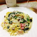 青空健太's cooksnap of when they made ほうれん草とベーコンのクリームパスタ.