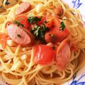 もも♡ちょこ's cooksnap of when they made トマトのスープパスタ☆厚切りハムで☆.