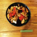 yurikamome's cooksnap of when they made なすと豚肉の辛味丼.