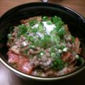 きょそ's cooksnap of when they made ガッツリ食べてね☆豚キム納豆丼☆温たま付.