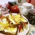くりぃむぱんだ☆'s cooksnap of when they made クリームチーズと林檎のトースト.