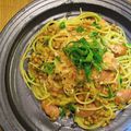 acobell's cooksnap of when they made 明太子納豆ベーコンスパゲティ.