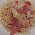 ymikikou's cooksnap of when they made 白菜のあっさり和風パスタ.