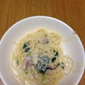 akubi0903's cooksnap of when they made ほうれん草とベーコンの濃厚クリームパスタ.