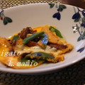 まみお✳'s cooksnap of when they made さんまのかば焼きとスナップえんどう卵とじ.
