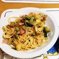 komasan♪'s cooksnap of when they made *広島菜とベーコンの和風パスタ*.