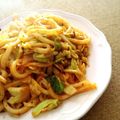 もんてぃす♡'s cooksnap of when they made 簡単☆豚キムチーズ焼きうどん☆.