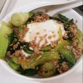 ゆず☆めい's cooksnap of when they made 豚挽き肉とチンゲン菜の半熟卵のっけ丼♪.
