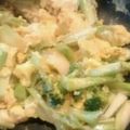 ShinobiK's cooksnap of when they made ブロッコリーの芯で中華卵炒め.