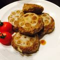 舞凜瑠ママ's cooksnap of when they made レンコンの挽肉はさみ焼き　テリヤキソース.