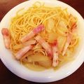 あずひー's cooksnap of when they made 新玉ねぎとベーコンのパスタ・マヨポン味.