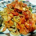 PalmaCain's cooksnap of when they made 海老と蓮根のトマトパスタ.
