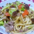 minarin's cooksnap of when they made 大葉にんにく醤油で焼きうどん(明太子入).