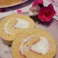 mykcre's cooksnap of when they made ふわふわまっ白＊桃のロールケーキ＊.
