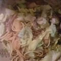 理世☆'s cooksnap of when they made 豚肉と春キャベツとじゃがいものパスタ.