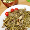 ★★MIYU★★'s cooksnap of when they made 豚肉とエリンギの黒胡麻パスタ.