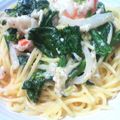 すいーぷりん's cooksnap of when they made エビとホウレン草のクリームパスタ.