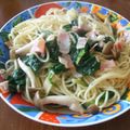 なこなここ's cooksnap of when they made ベーコンとほうれん草のペペロンチーノ.