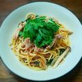 ｼﾞｬﾋﾞｨ's cooksnap of when they made 春菊と豚肉のバターポン酢パスタ.