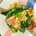 まおたろう1's cooksnap of when they made 春☆なばな(菜の花)とベーコンの卵炒め.