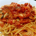 さとうみお's cooksnap of when they made 簡単！1番おいしい♡トマトソースパスタ.