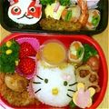 こにゃつ's cooksnap of when they made キャラ弁☆簡単！キティちゃんおにぎり★.