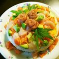 まきすけ☆'s cooksnap of when they made 祝☆お寿司ケーキ 簡単！.