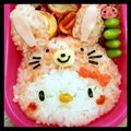 Wみいこ's cooksnap of when they made キティのカラフルバニー弁当♡キャラ弁.