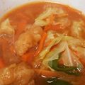 た～ふじん's cooksnap of when they made 唐揚げ入りピリ辛スープ☆残り物リメイクに.