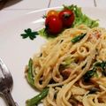 ここざえ's cooksnap of when they made 鮭といくらのクリームパスタ.