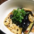 クロネコやまちゃん's cooksnap of when they made ❀素揚げナスとレンコンの甘辛生姜ソース❀.