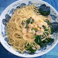みえ２'s cooksnap of when they made 小海老とちぢみほうれん草のパスタ.