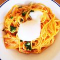 たまり0330's cooksnap of when they made おひとりランチ…キムチのクリームパスタ.