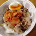 ちくそーん's cooksnap of when they made 男メシ！豚味噌＋キムチ＝うまい丼.