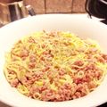 gemellini's cooksnap of when they made サルシッチャと卵黄2個のカルボナーラ.