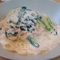 えろたん's cooksnap of when they made ほうれん草と鮭フレークのクリームパスタ.