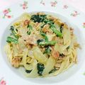 高橋雫's cooksnap of when they made ほうれん草とベーコンのクリームスパゲティ.