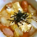 もぐ・ω・くま's cooksnap of when they made 簡単♪白菜＆ウィンナーの卵とじ鍋＾−＾♪.