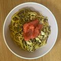 ぎょうざ好きうめりー's cooksnap of when they made 絶品本格☆明太子と高菜と豚肉のパスタ.